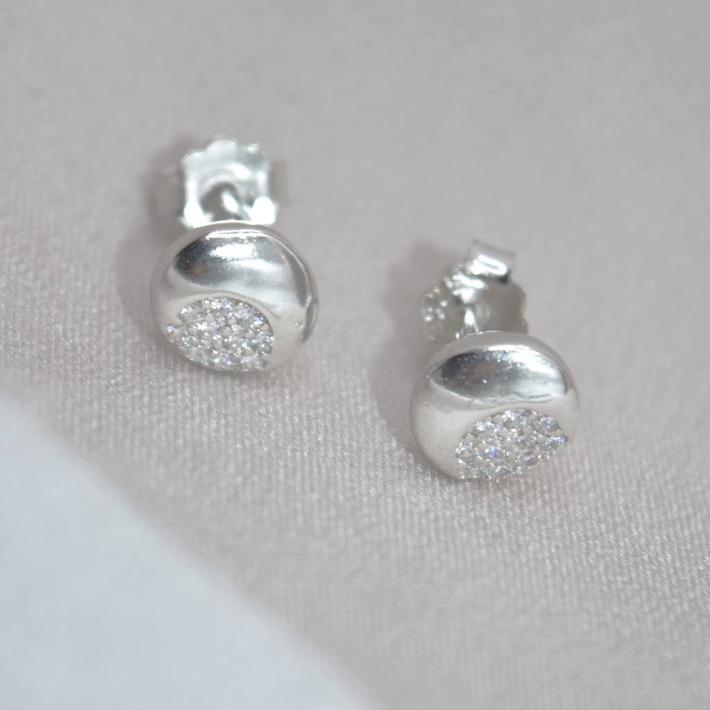 Disc Stud Earrings In 925 Sterling Silver : 1262