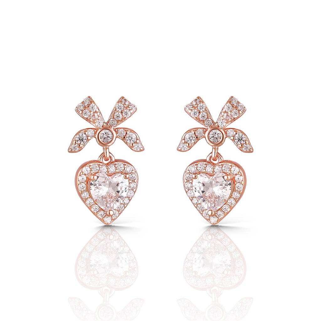 Heart Drop Earrings In 925 Sterling Silver : 1263