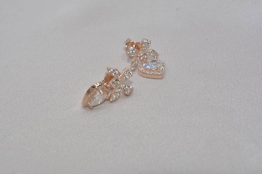 Heart Drop Earrings In 925 Sterling Silver : 1263