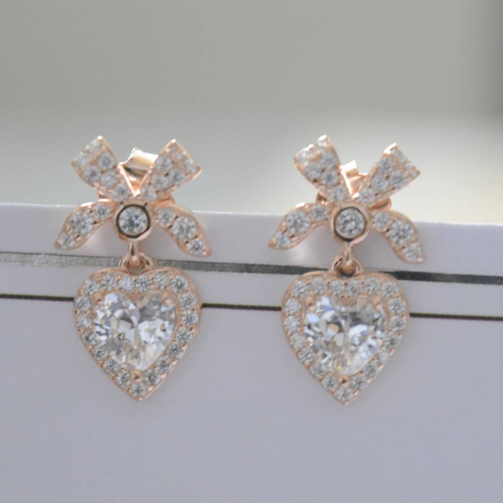 Heart Drop Earrings In 925 Sterling Silver : 1263