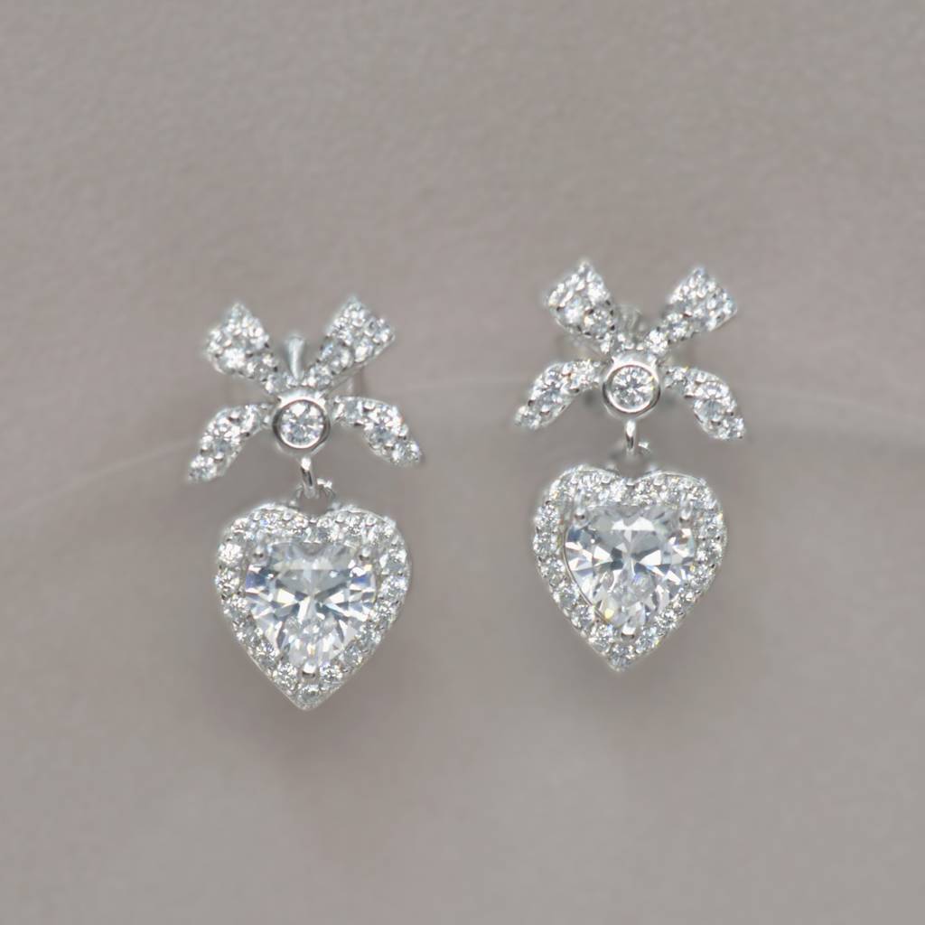 Heart Drop Earrings In 925 Sterling Silver : 1263