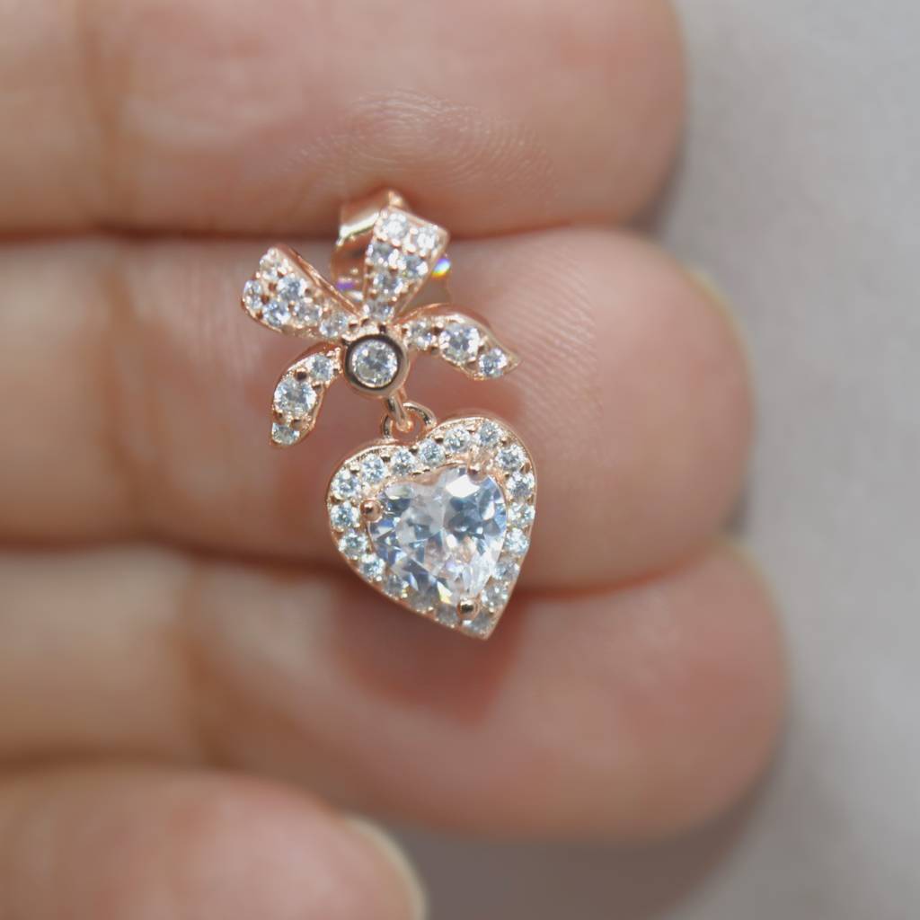 Heart Drop Earrings In 925 Sterling Silver : 1263