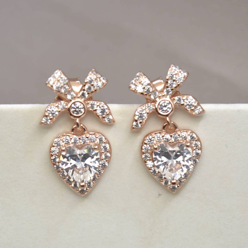 Heart Drop Earrings In 925 Sterling Silver : 1263