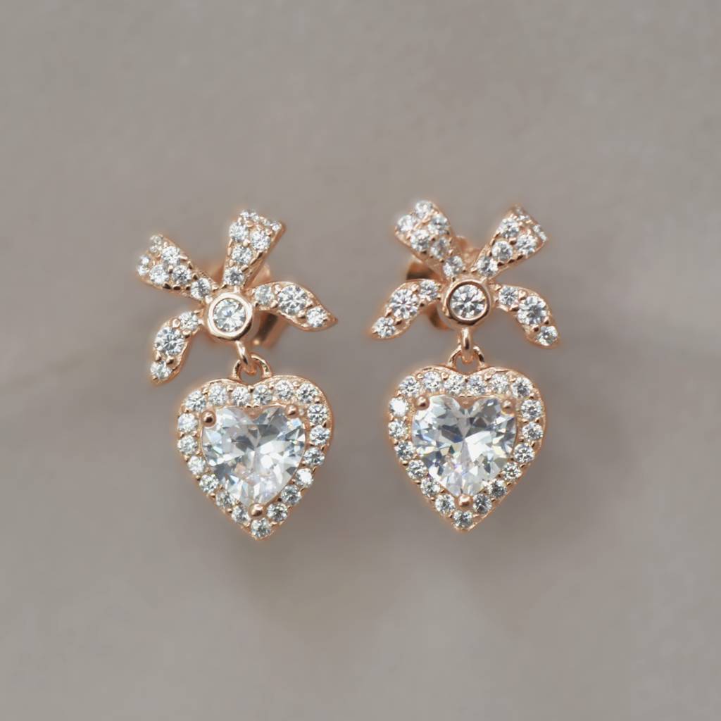 Heart Drop Earrings In 925 Sterling Silver : 1263