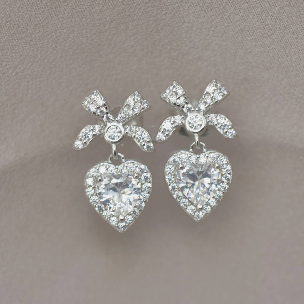 Heart Drop Earrings In 925 Sterling Silver : 1263