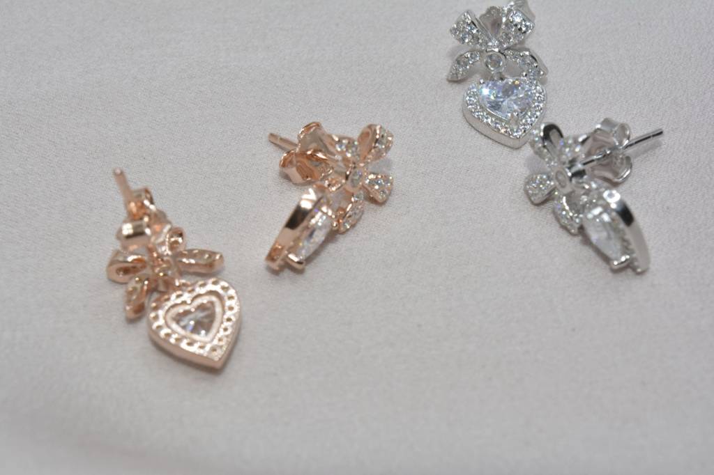 Heart Drop Earrings In 925 Sterling Silver : 1263