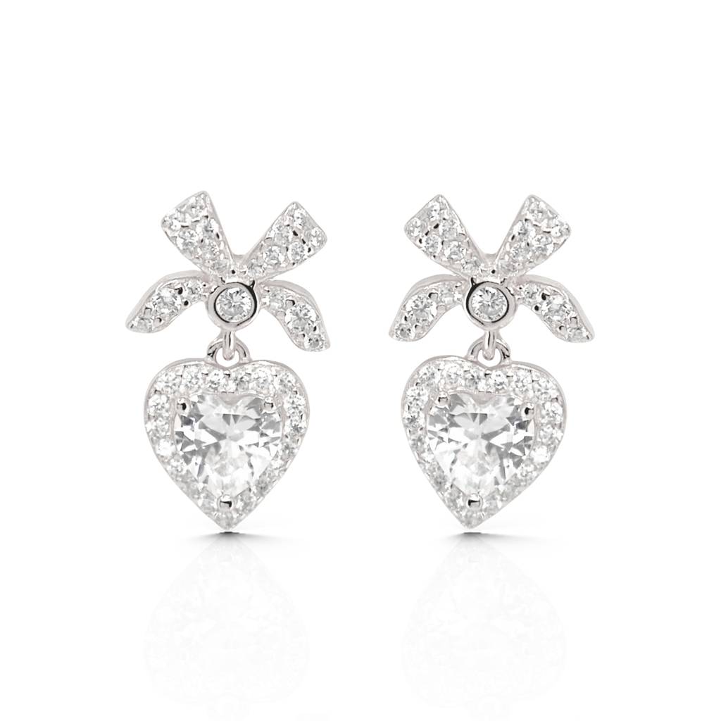 Heart Drop Earrings In 925 Sterling Silver : 1263