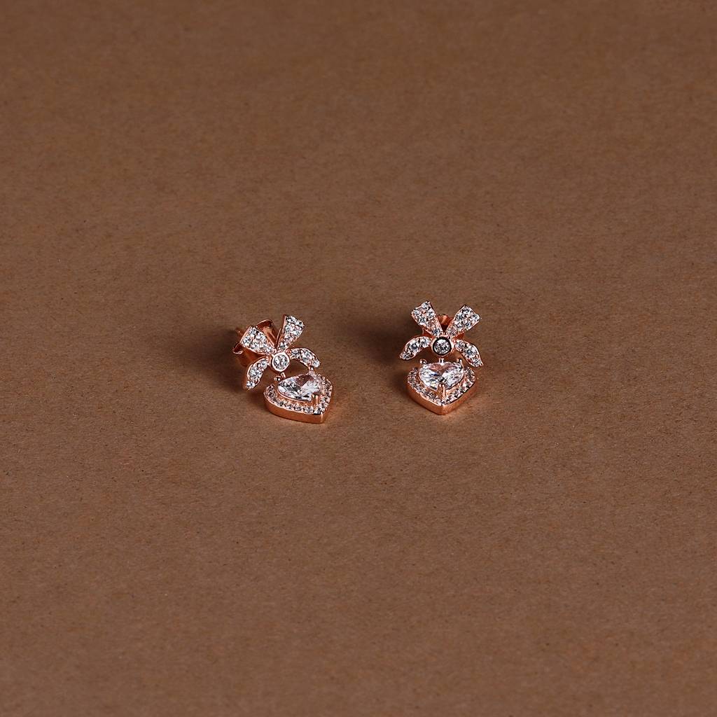 Heart Drop Earrings In 925 Sterling Silver : 1263