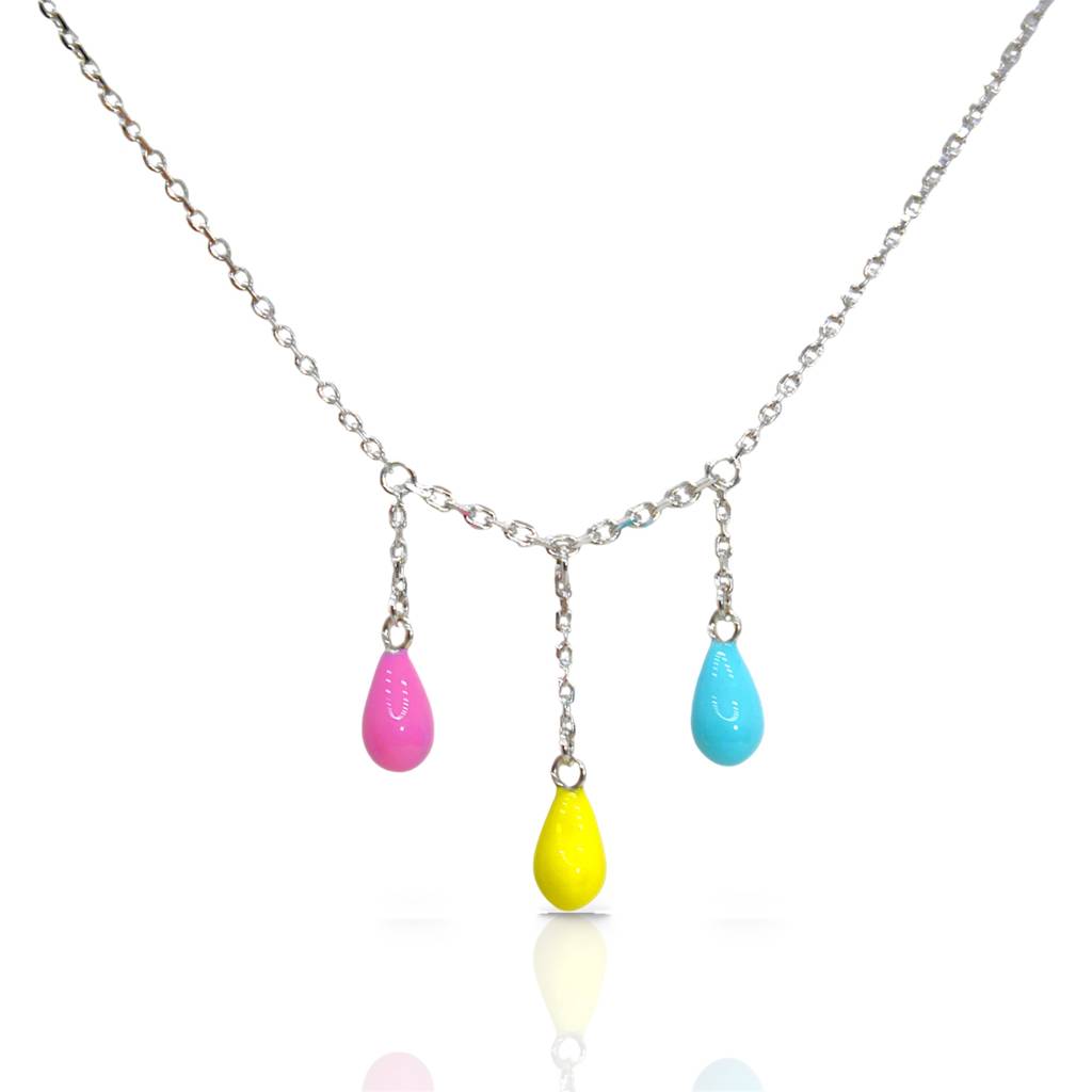 Pastel Teardrop Necklace For Teen In 925 Sterling Silver : 1265