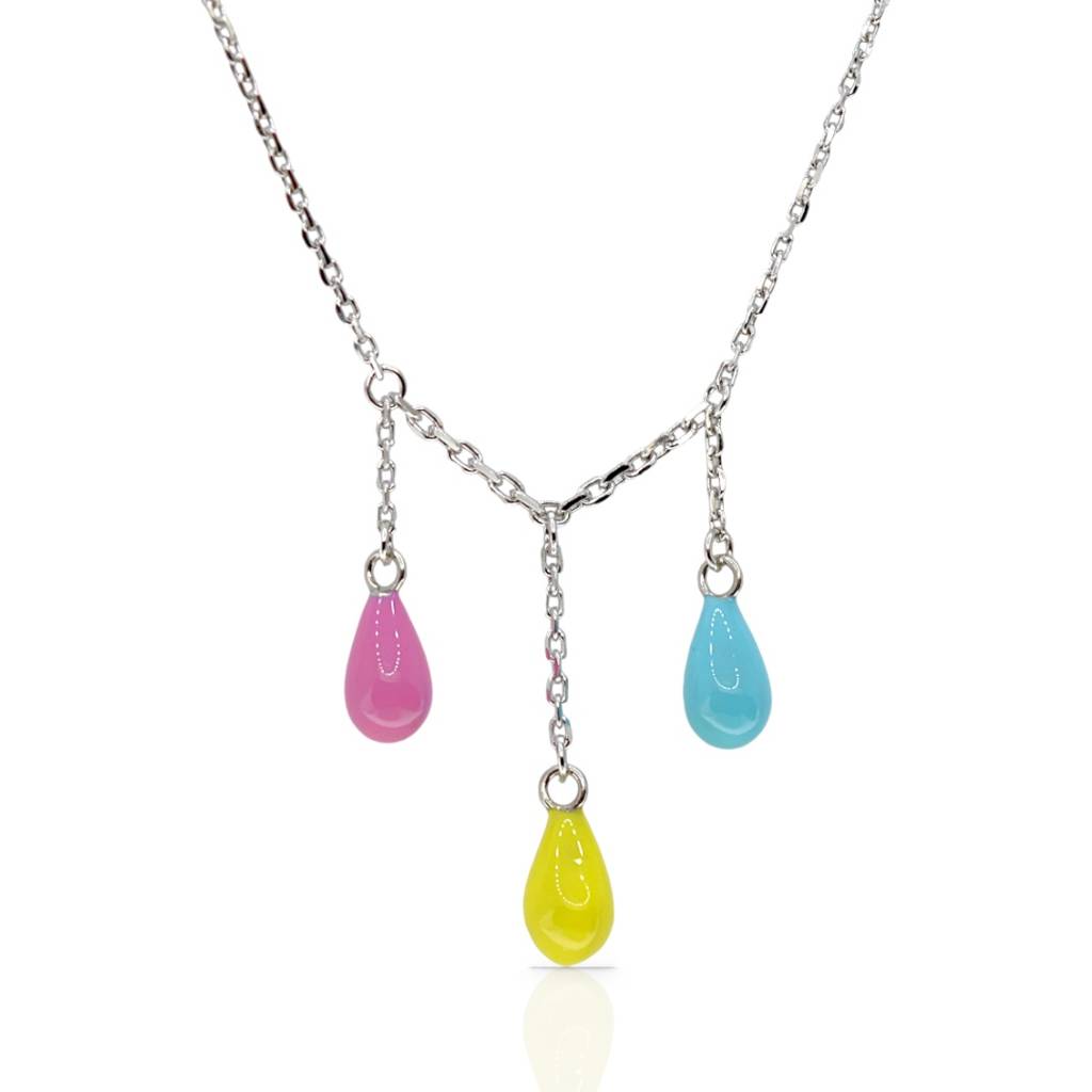 Pastel Teardrop Necklace For Teen In 925 Sterling Silver : 1265