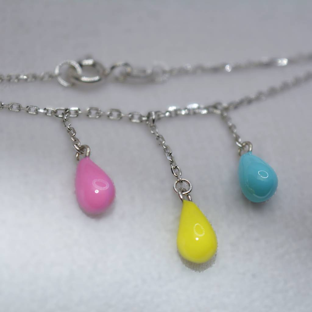 Pastel Teardrop Necklace For Teen In 925 Sterling Silver : 1265