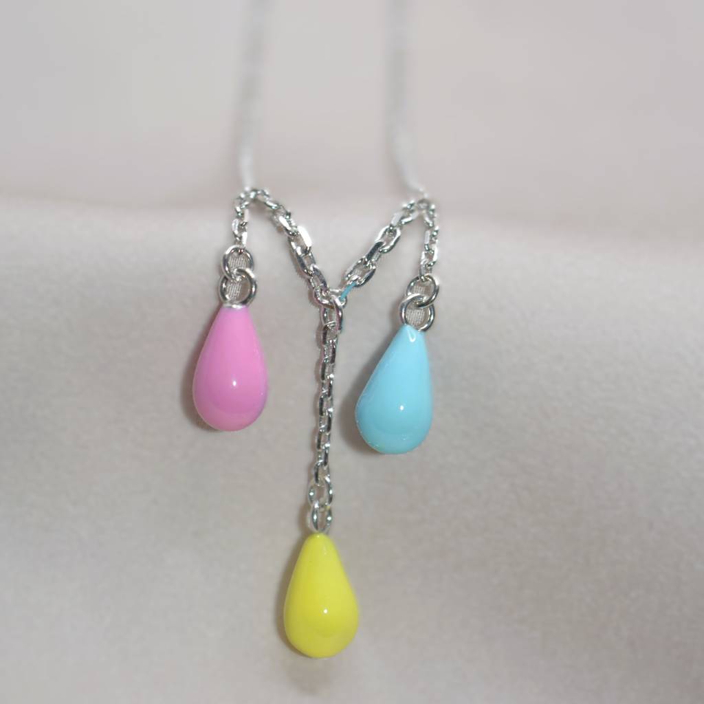 Pastel Teardrop Necklace For Teen In 925 Sterling Silver : 1265