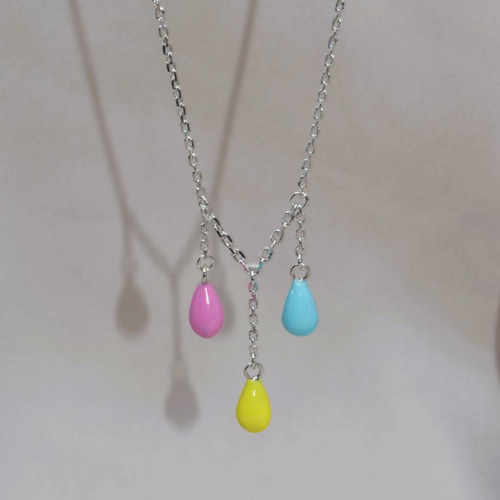 Pastel Teardrop Necklace For Teen In 925 Sterling Silver : 1265