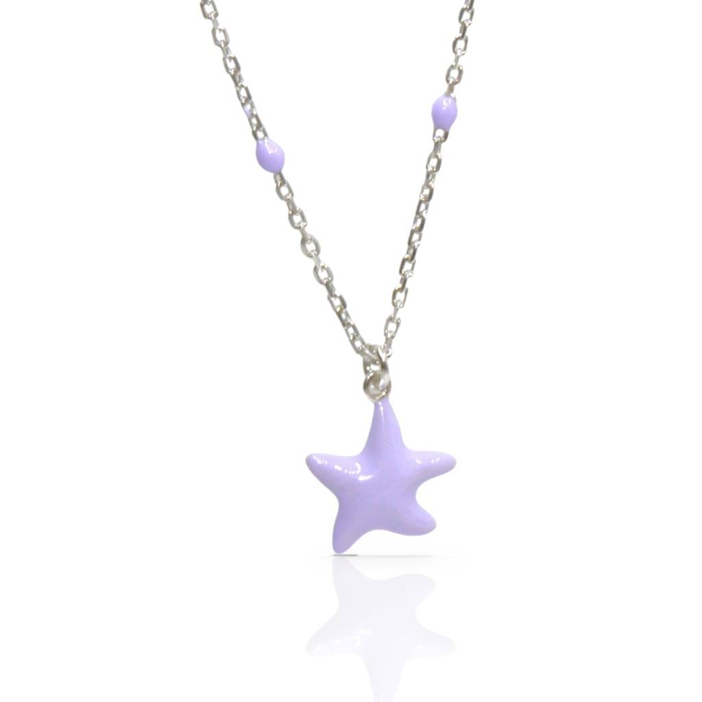 Delicate Lavender Starfish Necklace In 925 Sterling Silver : 1266