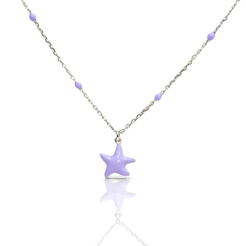 Delicate Lavender Starfish Necklace In 925 Sterling Silver : 1266