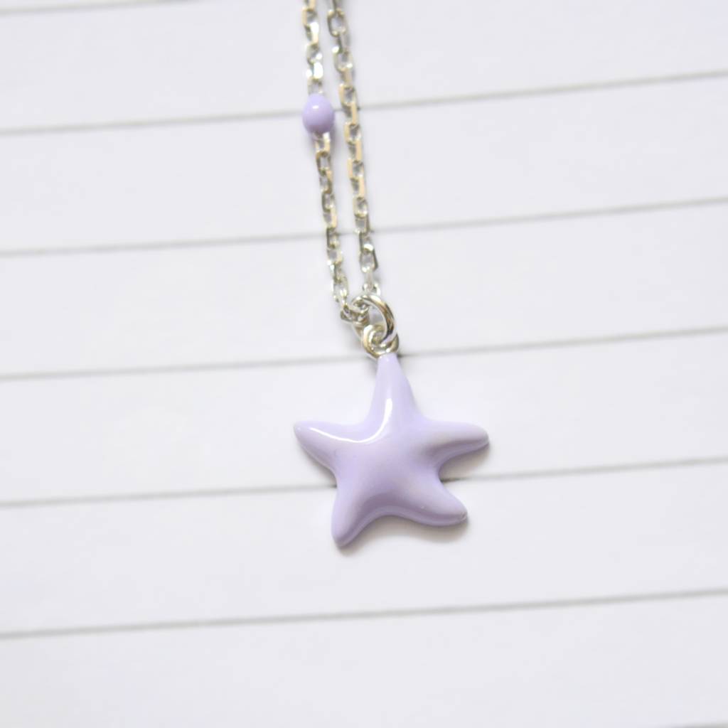 Delicate Lavender Starfish Necklace In 925 Sterling Silver : 1266