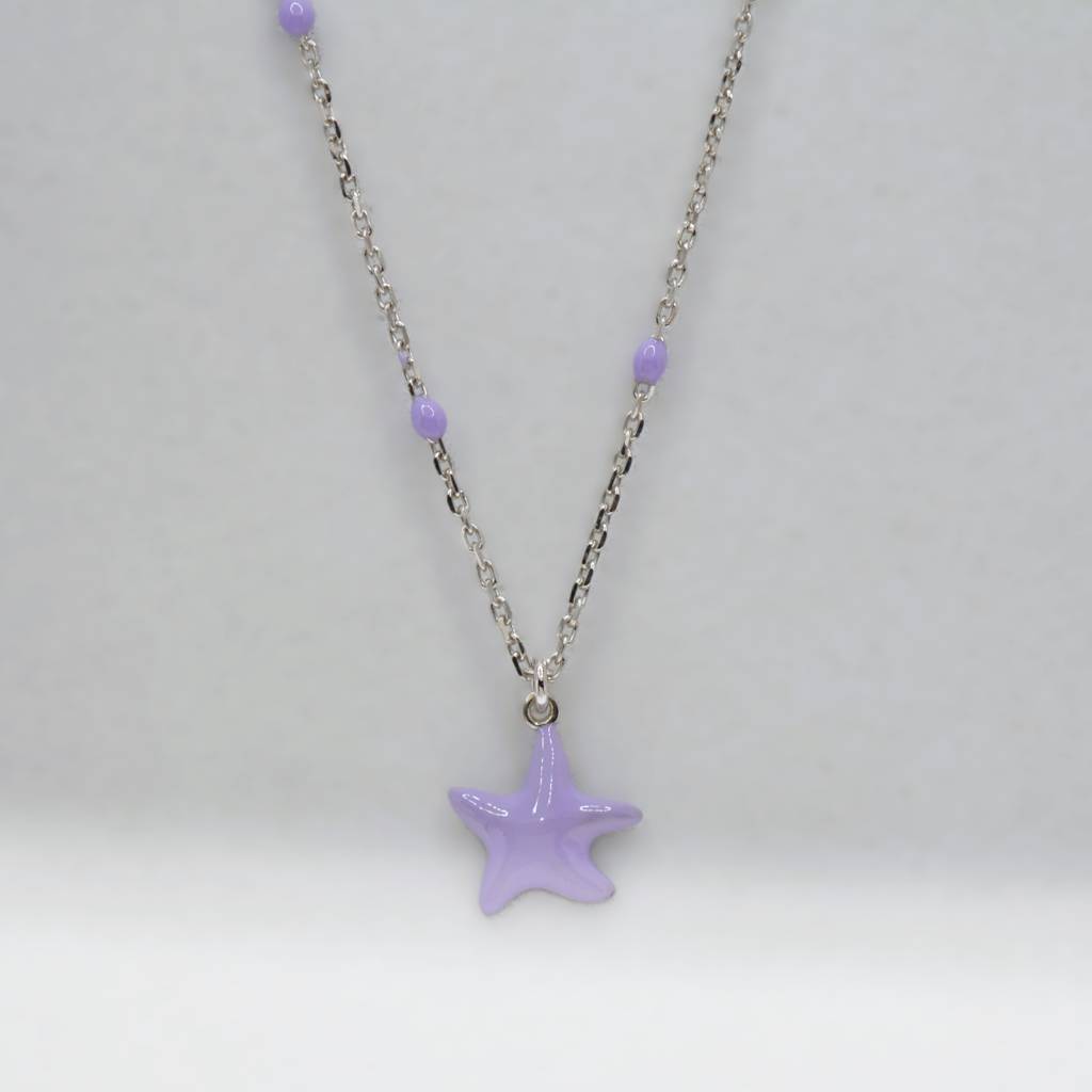Delicate Lavender Starfish Necklace In 925 Sterling Silver : 1266
