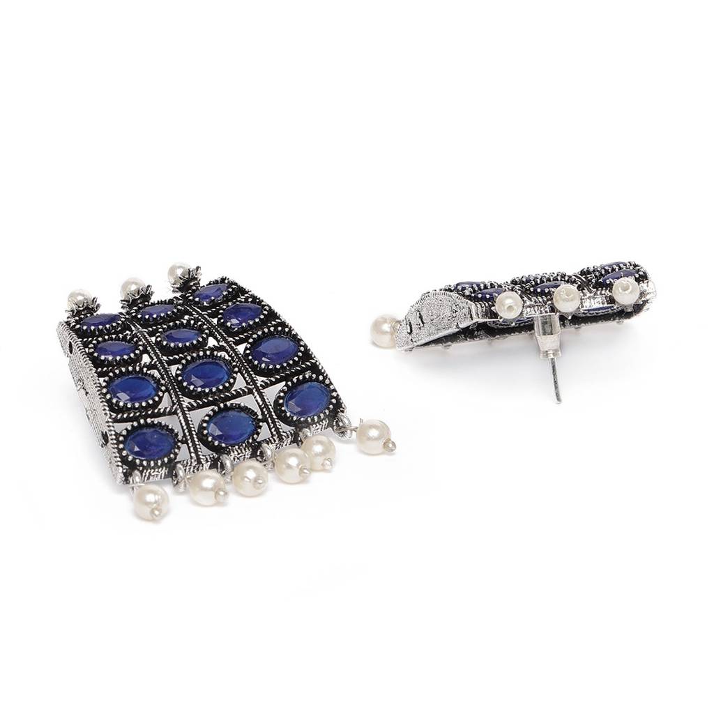 Blue Silver Plated Bluestone-Studded Jewellery Set : TMNS20117