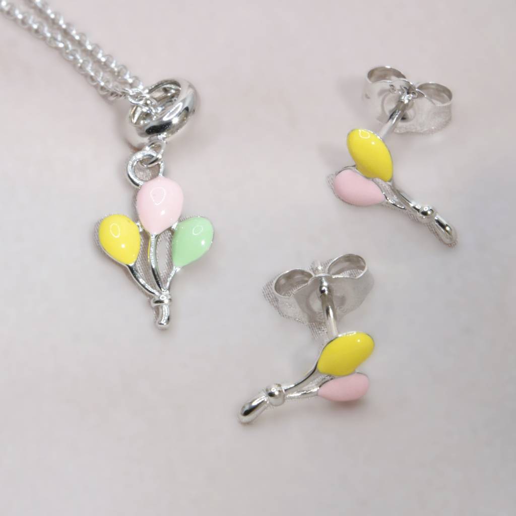 Whimsical Pastel Balloon Necklace Set For Teen In 925 Silver : 1268