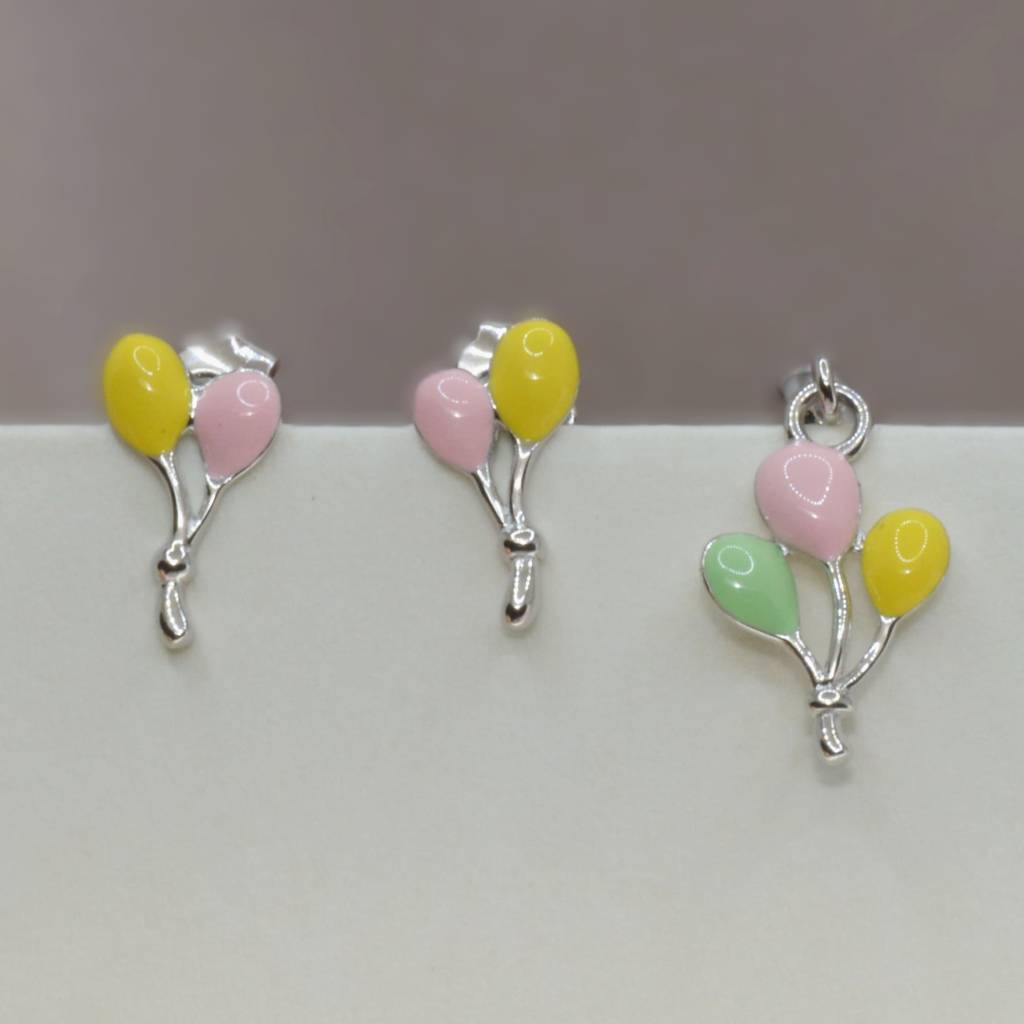 Whimsical Pastel Balloon Necklace Set For Teen In 925 Silver : 1268