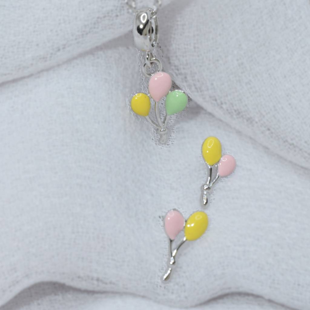Whimsical Pastel Balloon Necklace Set For Teen In 925 Silver : 1268