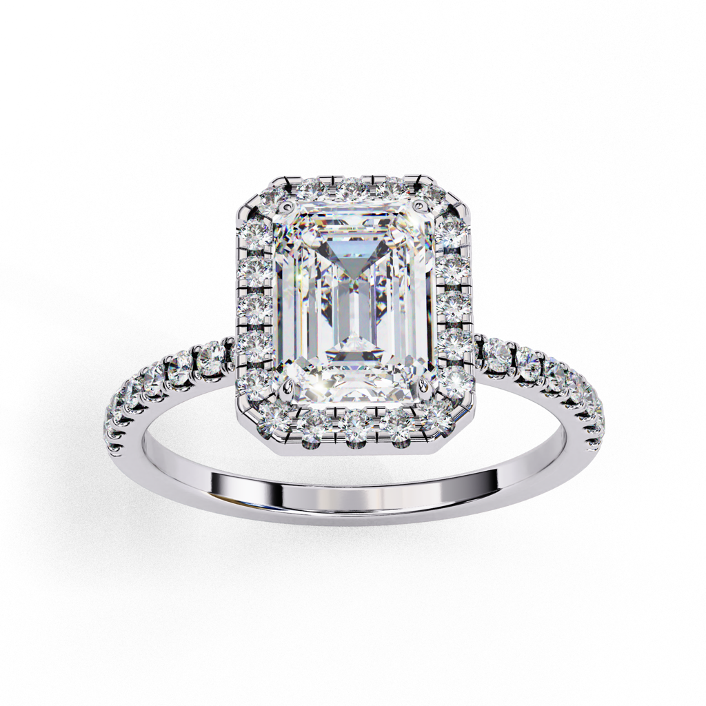 2Ct Emerald Cut Lab Grown Diamond Engagement Ring : ZY-027