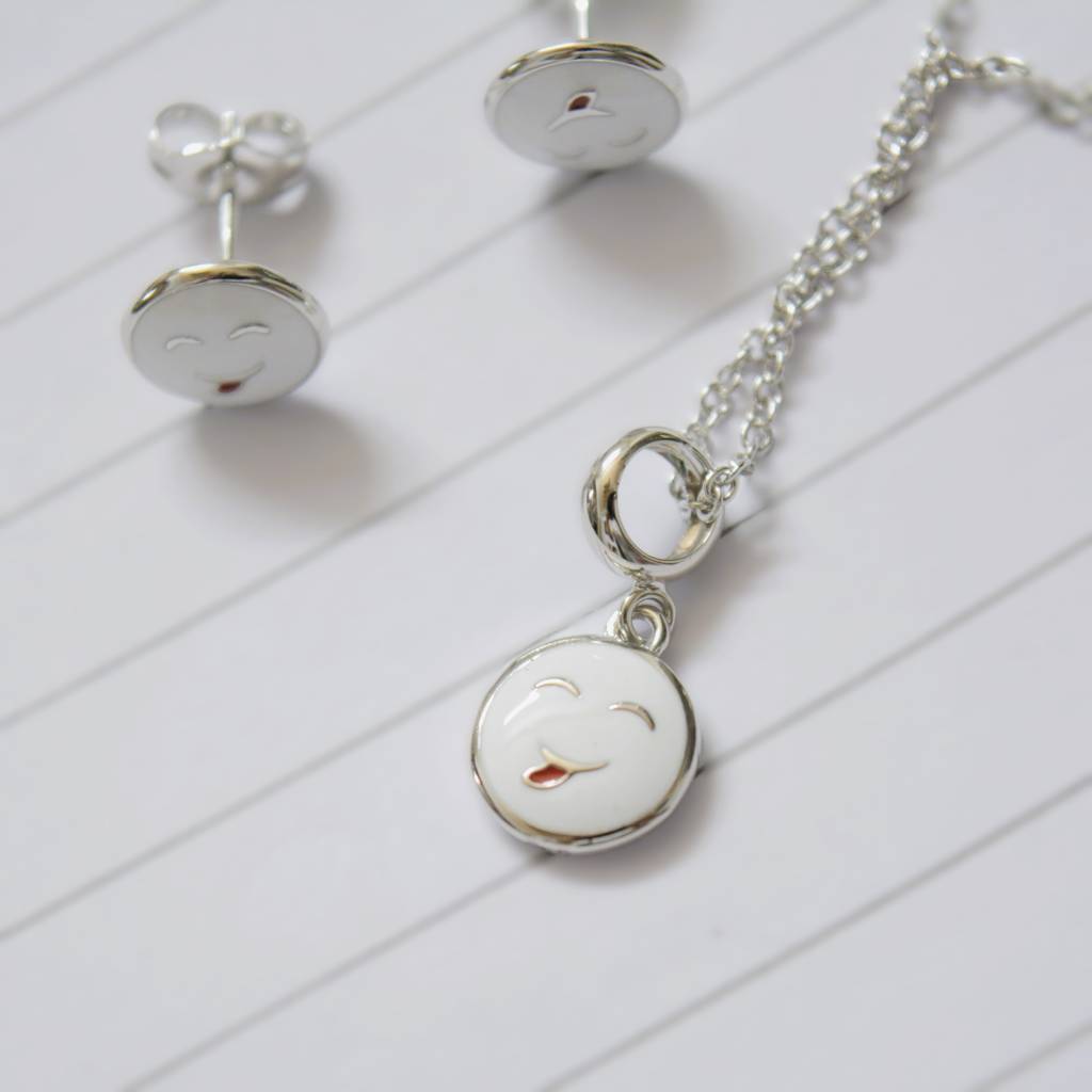 Smiley Face Necklace Set For Kids - 925 Silver Jewelry : 1271