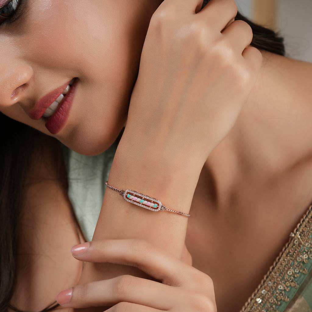 Sleek Meenakari Gold Plated Free Size Bracelet : SJ081