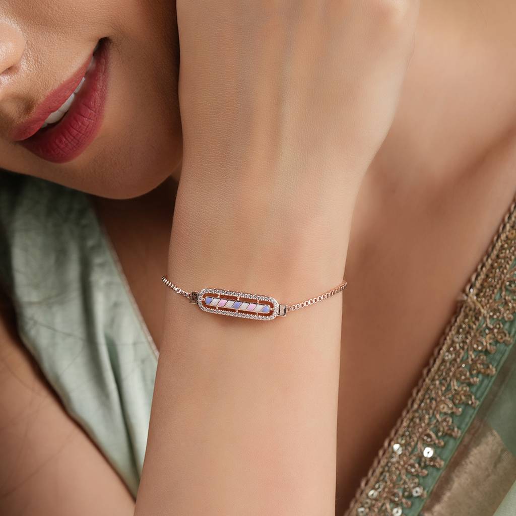 Sleek Meenakari Gold Plated Free Size Bracelet : SJ081