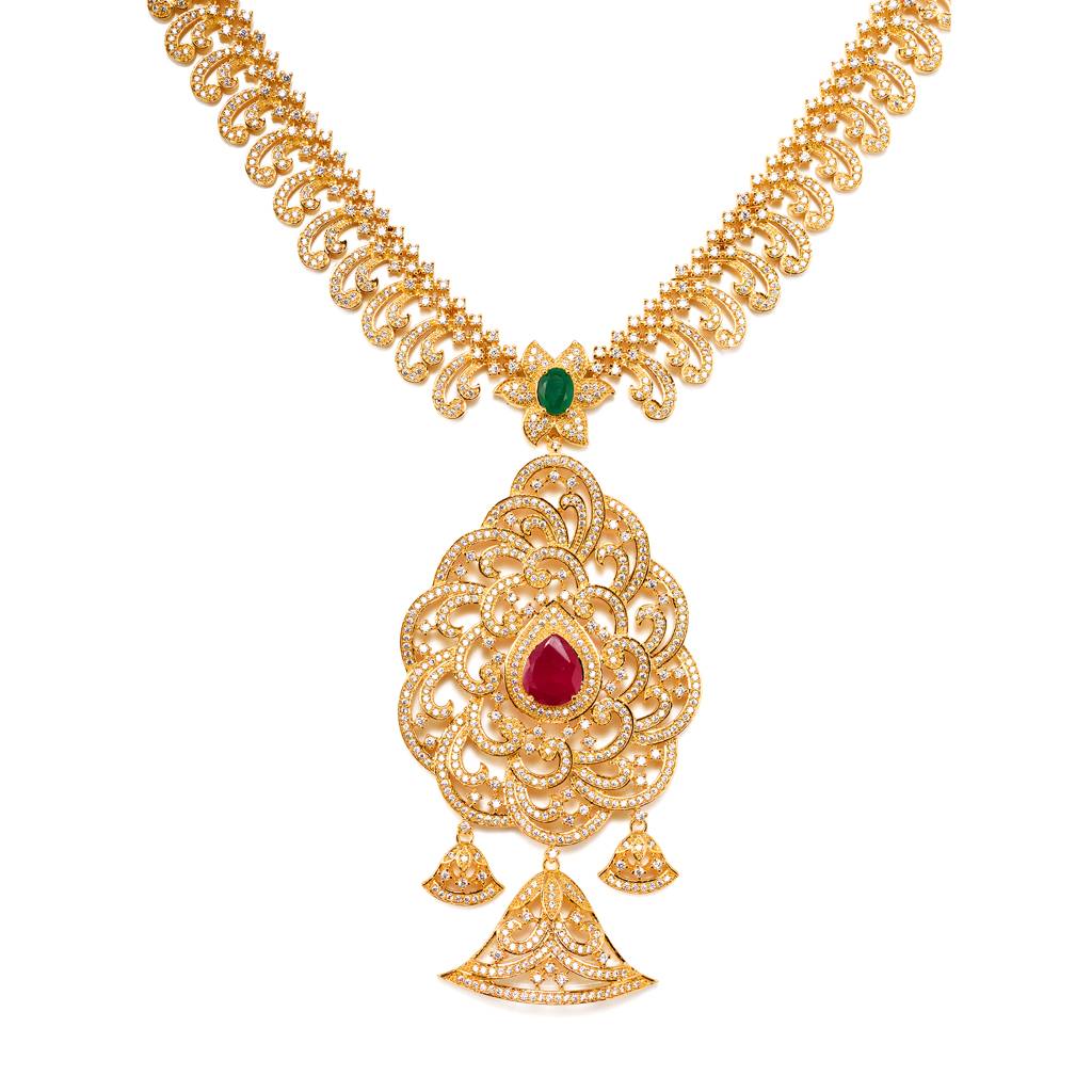 Gold Plated Multicolour Stone Studded Pendant Style Neclace And Earring Set : SJNK1274