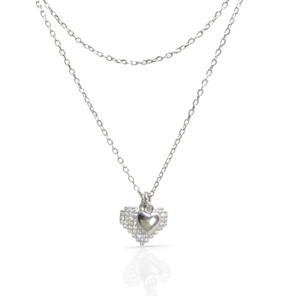 Heart-Shaped Layered Necklace For Women In 925 Silver : 1275