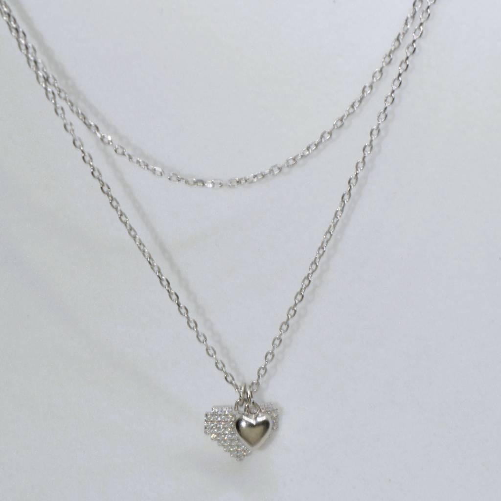 Heart-Shaped Layered Necklace For Women In 925 Silver : 1275