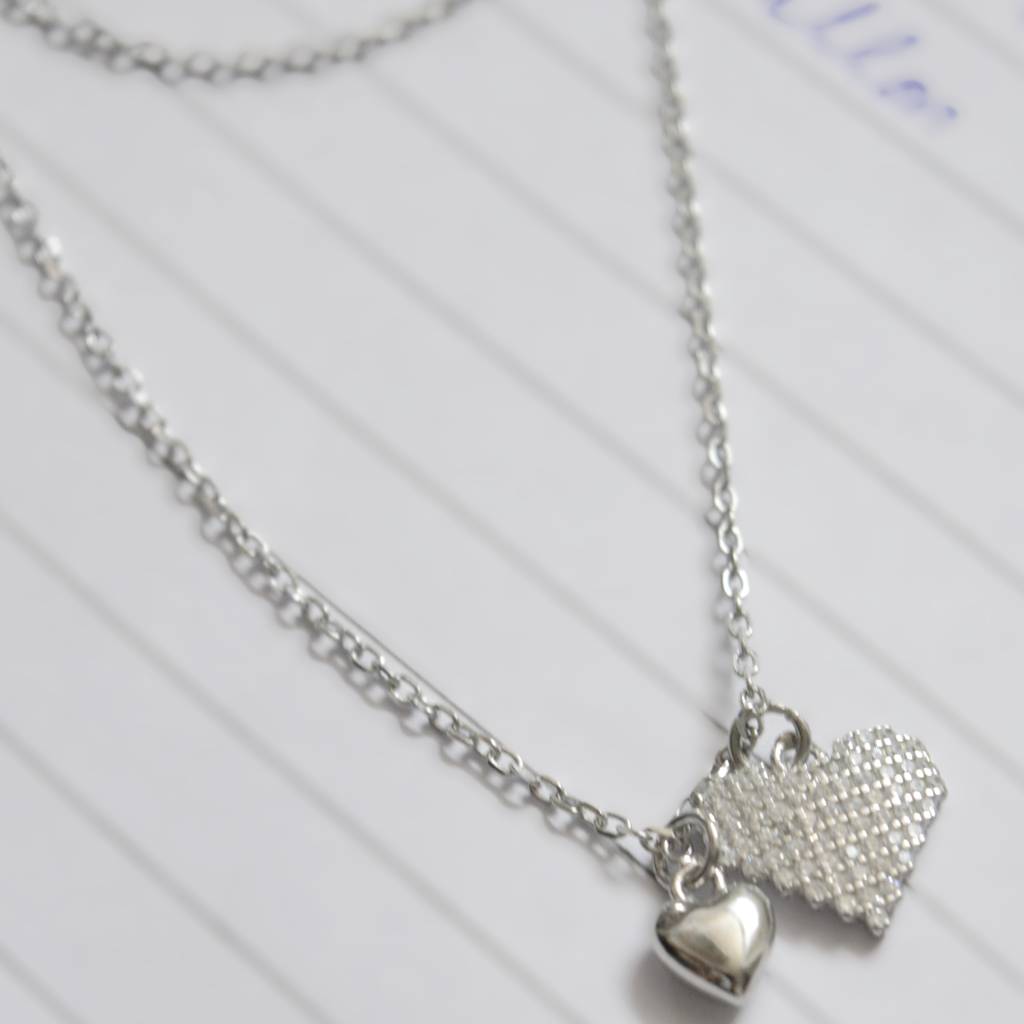 Heart-Shaped Layered Necklace For Women In 925 Silver : 1275