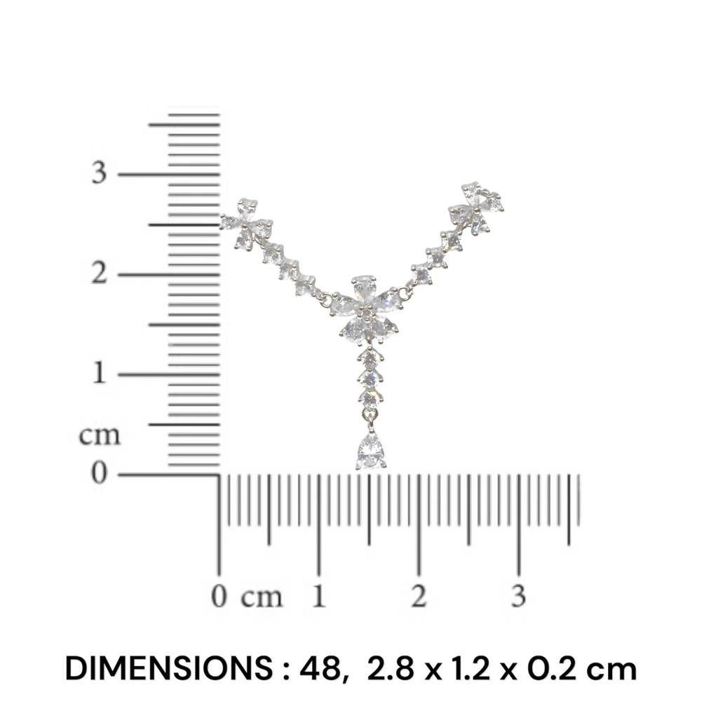 Elegant Floral Diamond Necklace For Women - 925 Silver Jewelry : 1276