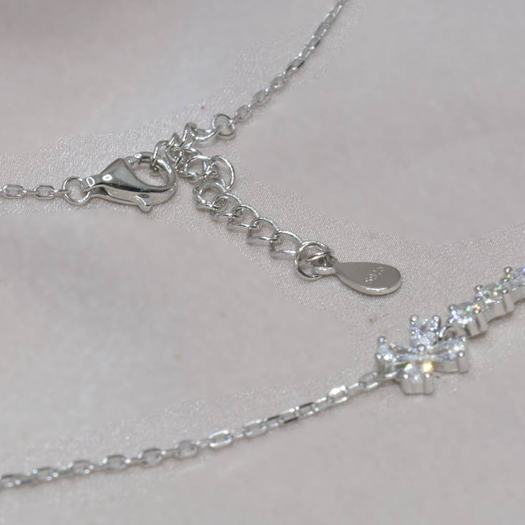 Elegant Floral Diamond Necklace For Women - 925 Silver Jewelry : 1276