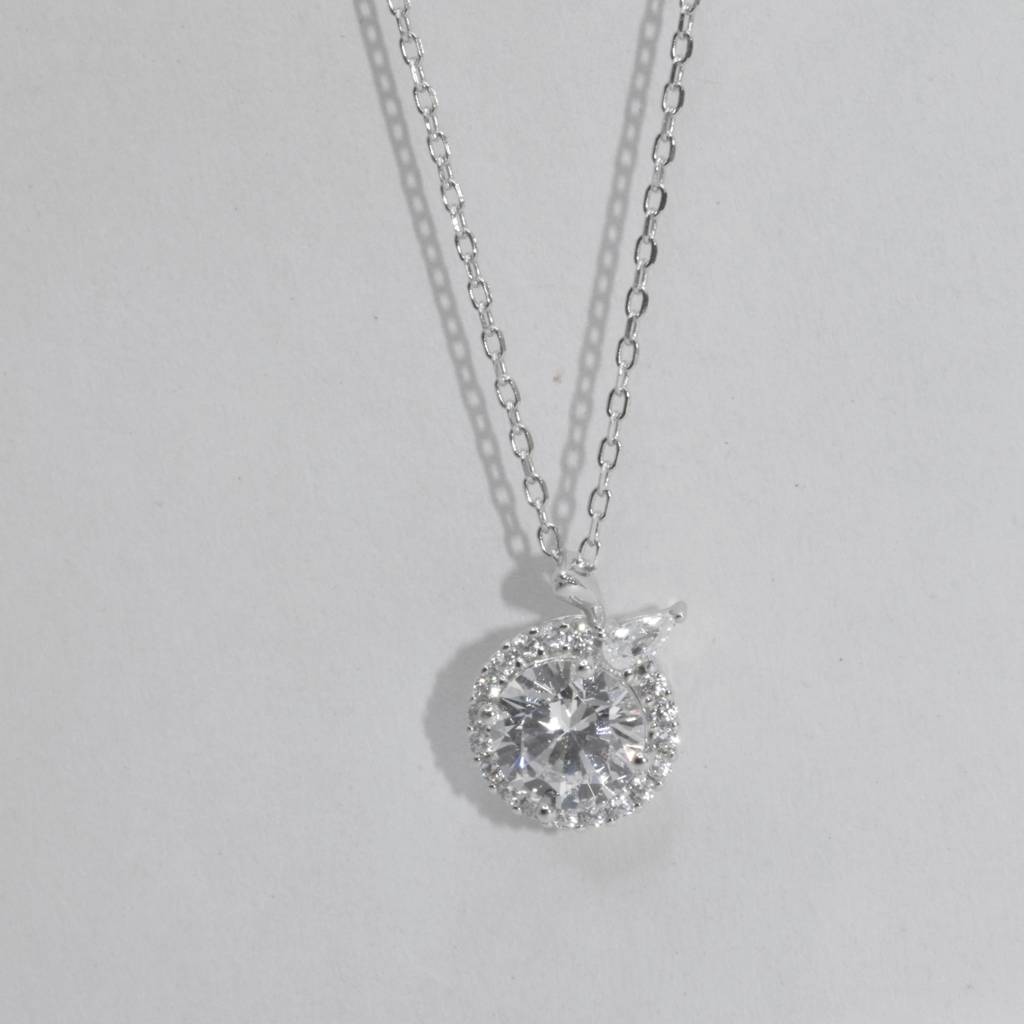 Elegant Diamond Like Halo Necklace For Women - 925 Silver Jewelry : 1277
