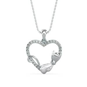 Whiskered Love Cat Diamond Pendant : P592