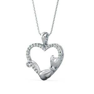 Whiskered Love Cat Diamond Pendant : P592