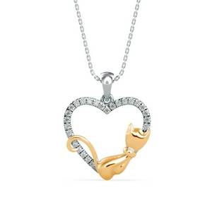 Whiskered Love Cat Diamond Pendant : P592