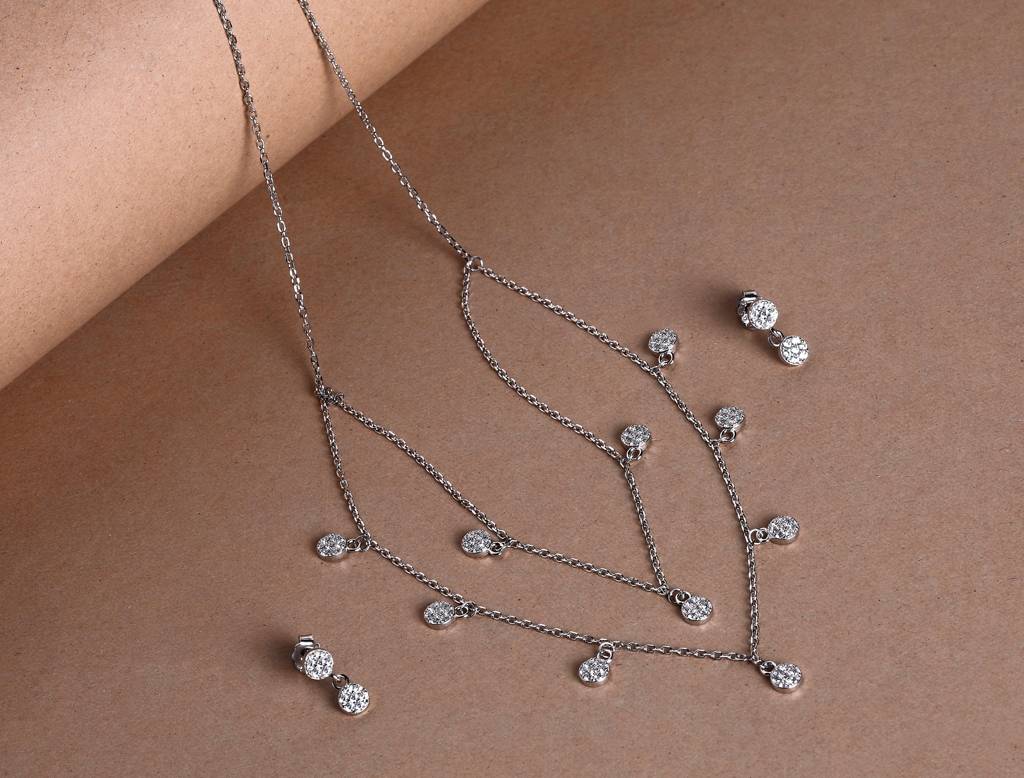 Delicate Polka Dot Necklace Set - 925 Silver Jewelry : 1278