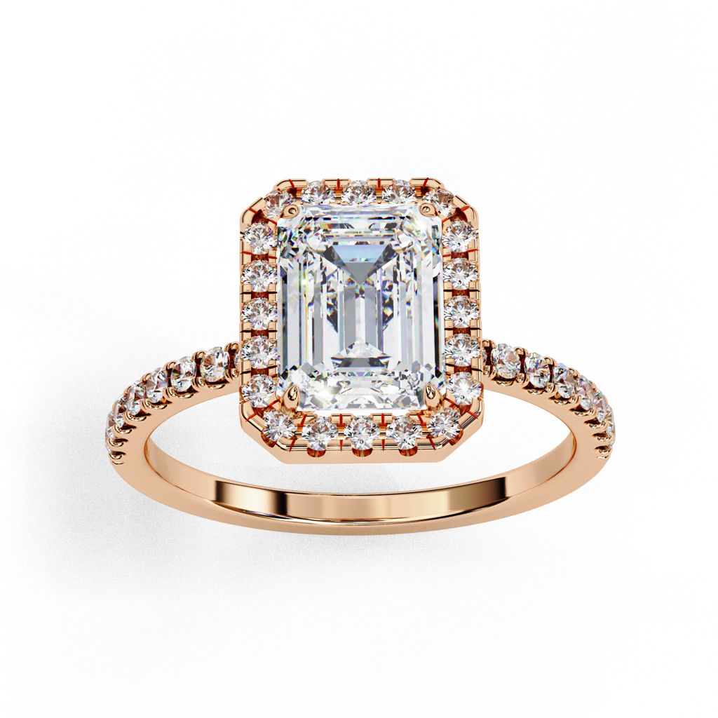 2Ct Emerald Cut Lab Grown Diamond Engagement Ring : ZY-027