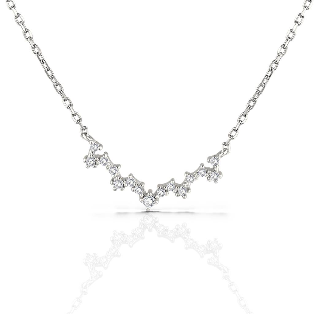 Modern Zigzag Diamond Like Necklace For Women - 925 Silver Jewelry : 1280