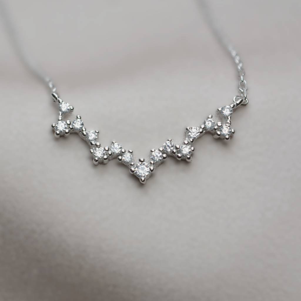 Modern Zigzag Diamond Like Necklace For Women - 925 Silver Jewelry : 1280