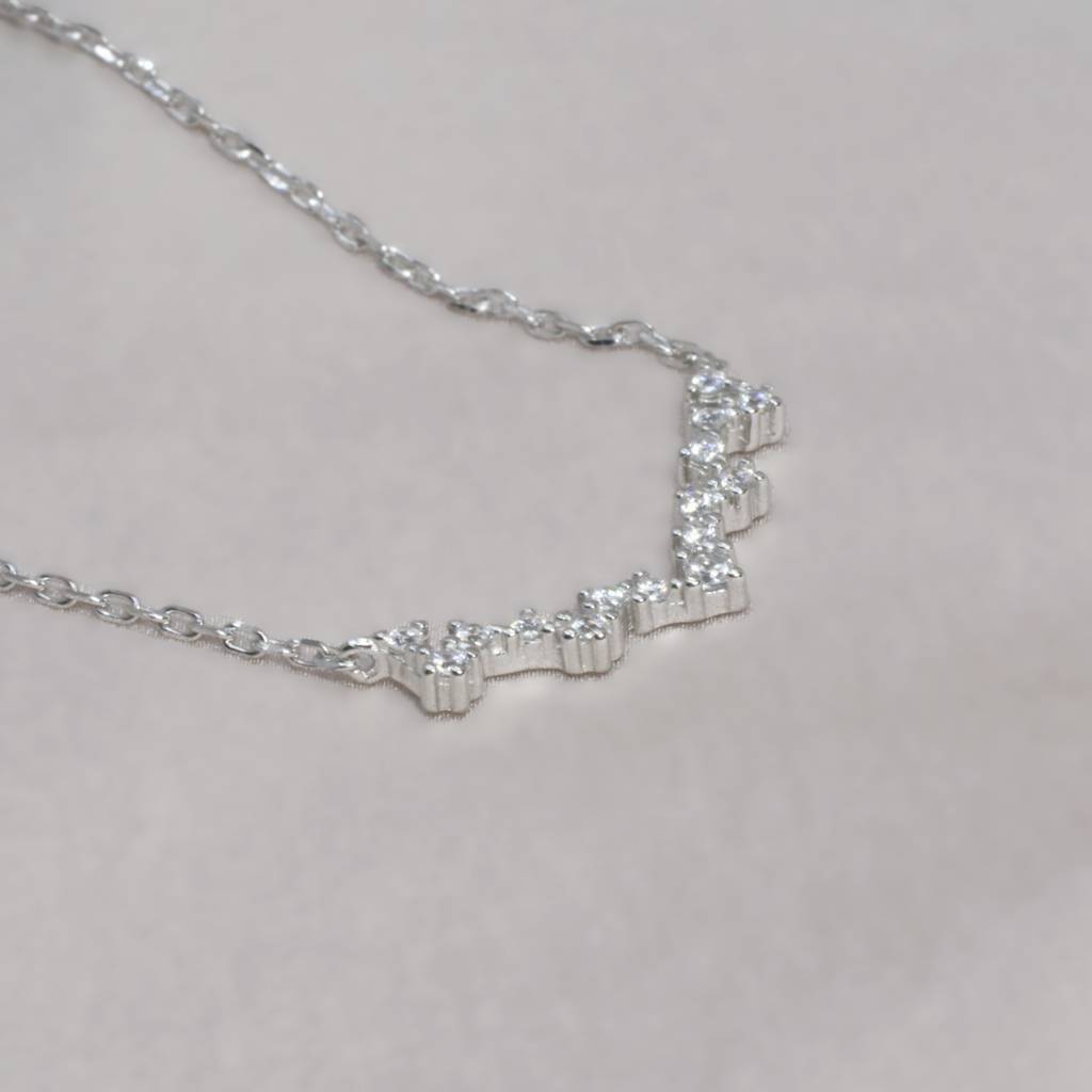 Modern Zigzag Diamond Like Necklace For Women - 925 Silver Jewelry : 1280