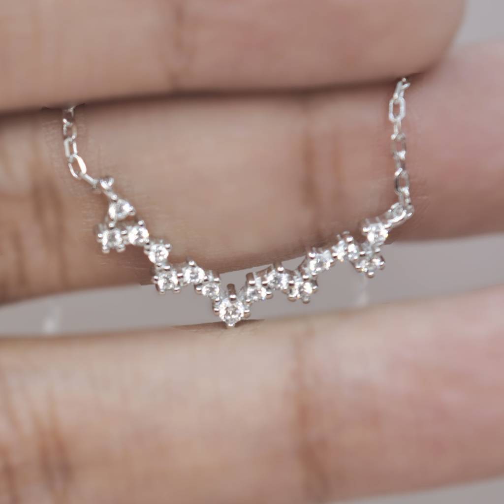 Modern Zigzag Diamond Like Necklace For Women - 925 Silver Jewelry : 1280