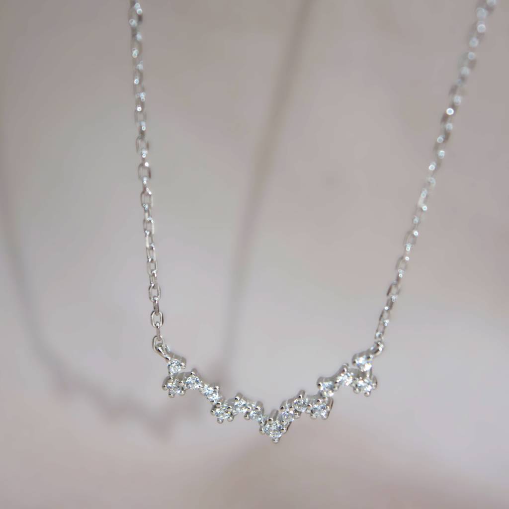 Modern Zigzag Diamond Like Necklace For Women - 925 Silver Jewelry : 1280