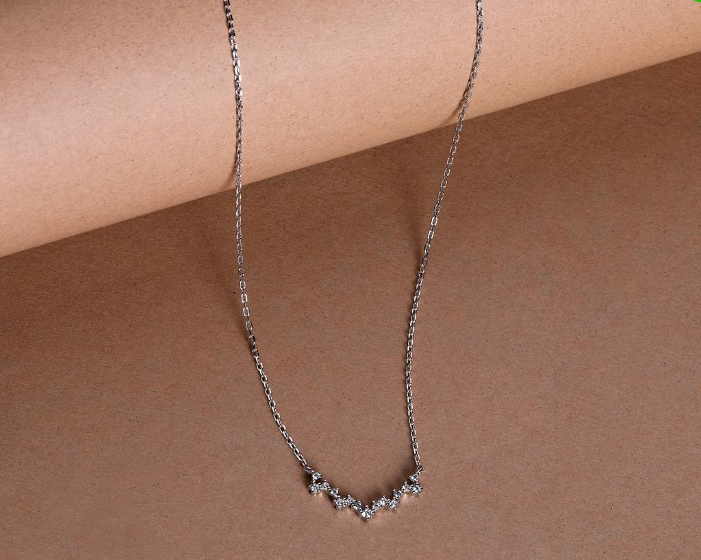 Modern Zigzag Diamond Like Necklace For Women - 925 Silver Jewelry : 1280