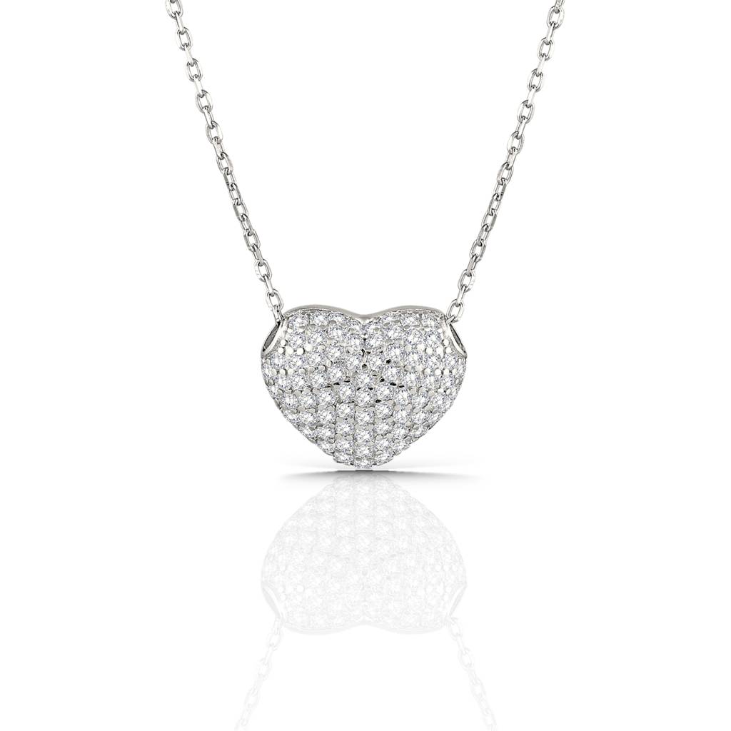 Romantic Heart-Shaped Diamond Like Necklace For Women - 925 Silver Jewelry : 1282