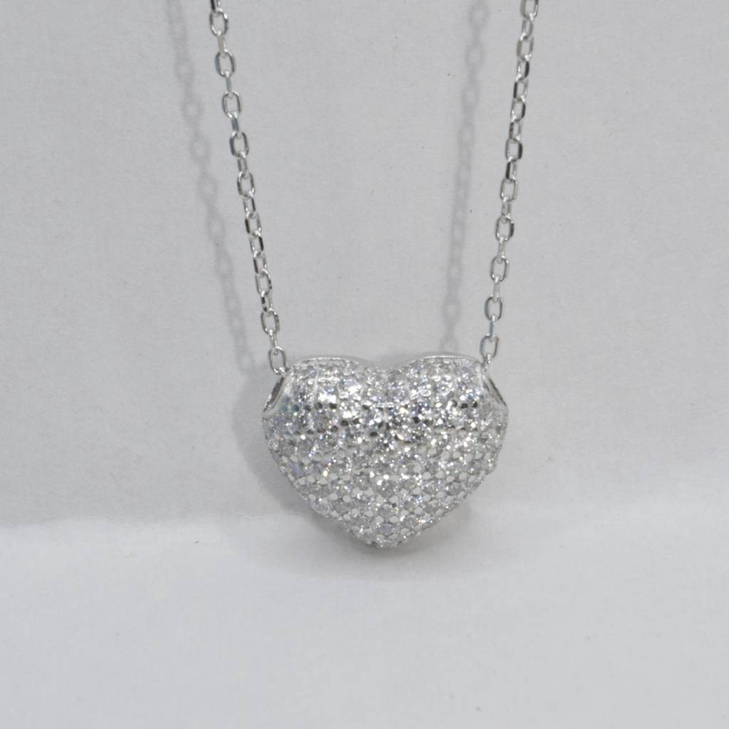 Romantic Heart-Shaped Diamond Like Necklace For Women - 925 Silver Jewelry : 1282