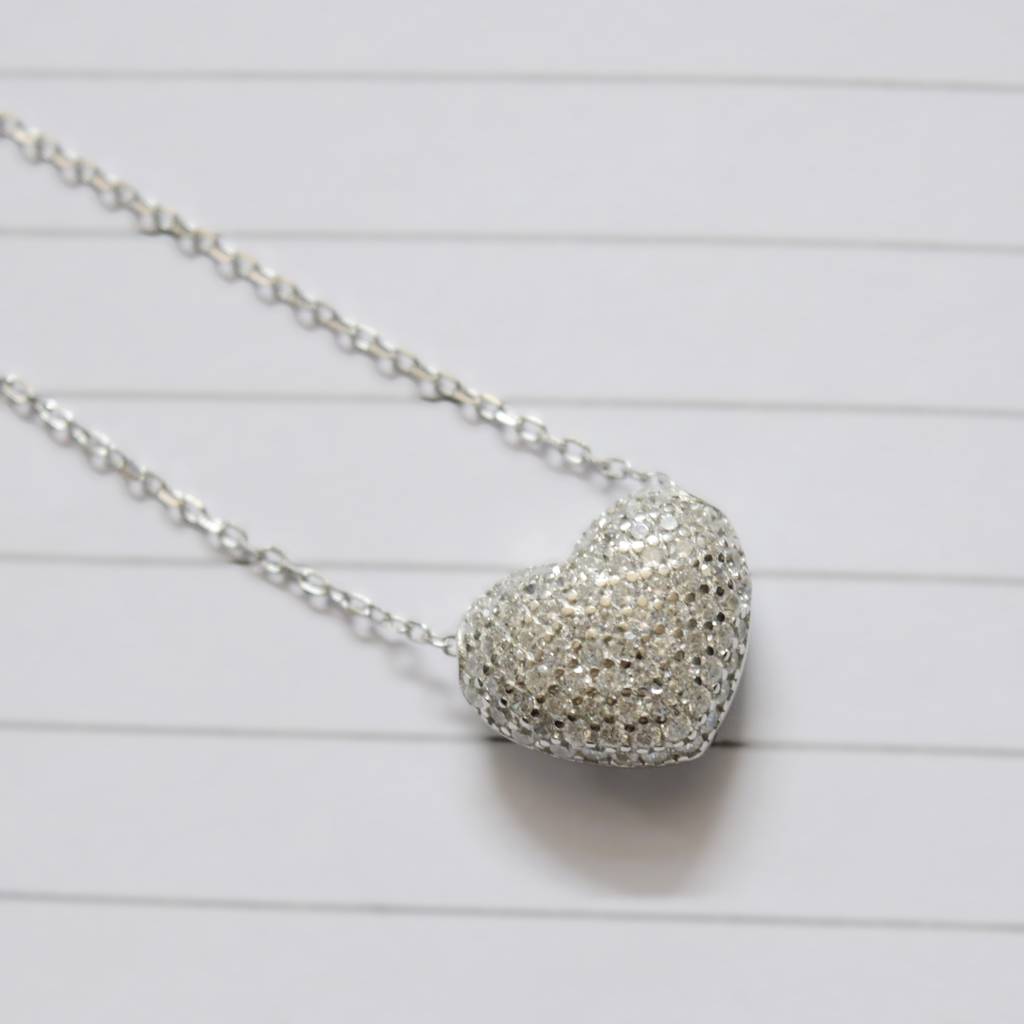 Romantic Heart-Shaped Diamond Like Necklace For Women - 925 Silver Jewelry : 1282